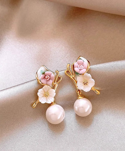 Copper Floral Drop Butterfly Rainbow Unique Alloy Earrings