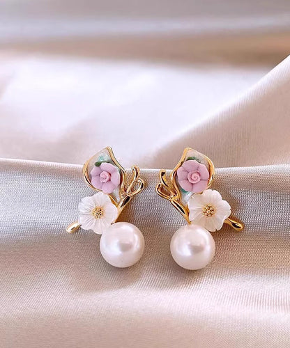 Copper Floral Drop Butterfly Rainbow Unique Alloy Earrings