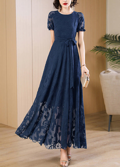 Summer Unique Red Print Dress Neck Up O Lace Chiffon