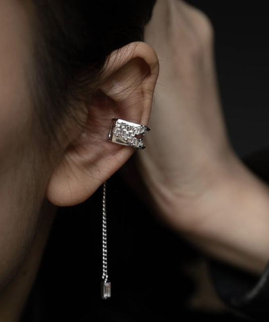 Zircon Earrings Copper Tassel Drop Unique Overgild Silk