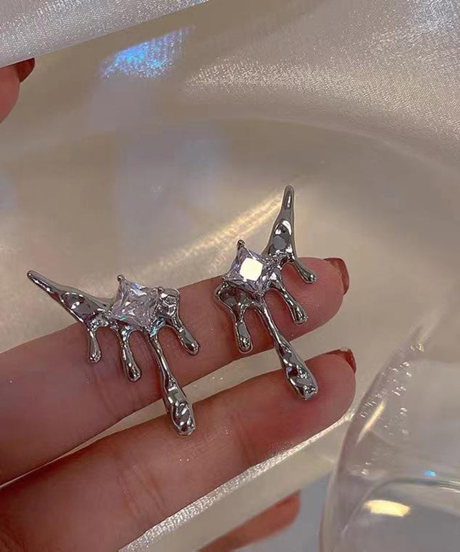 Stud Tassel Earrings Silk Copper Unique Zircon