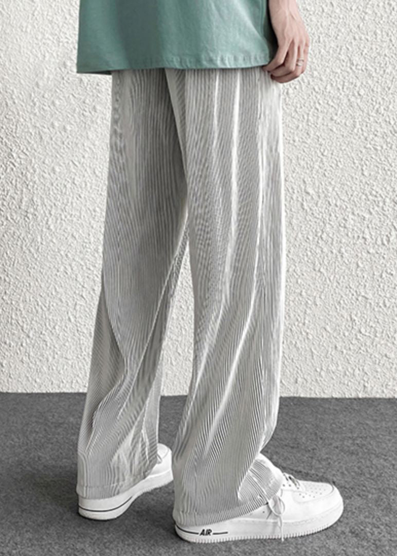 Spring Draping Silvery Unique Men Pants Striped Oversized