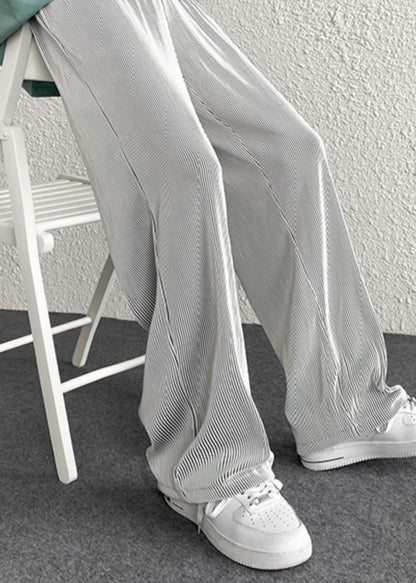 Spring Draping Silvery Unique Men Pants Striped Oversized