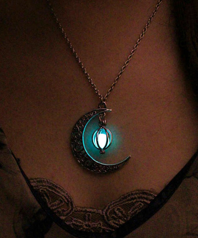 Unique Steel Lariat Stainless Luminous Moon Necklace Chain