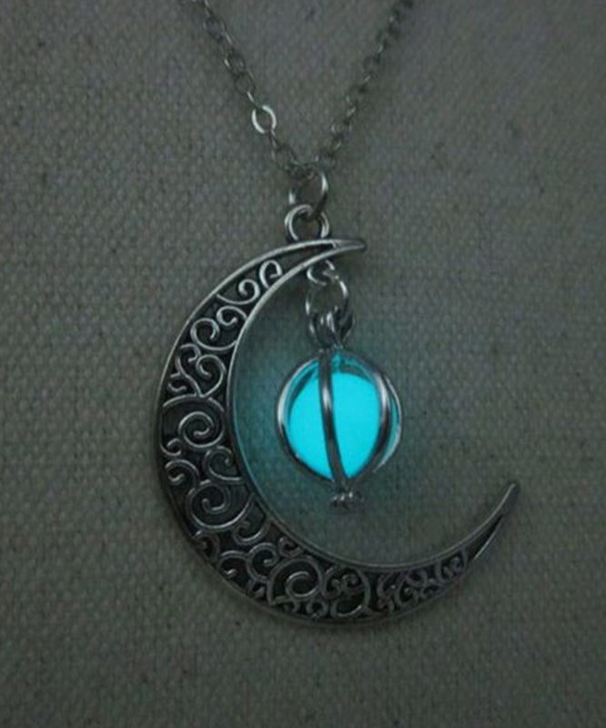 Unique Steel Lariat Stainless Luminous Moon Necklace Chain