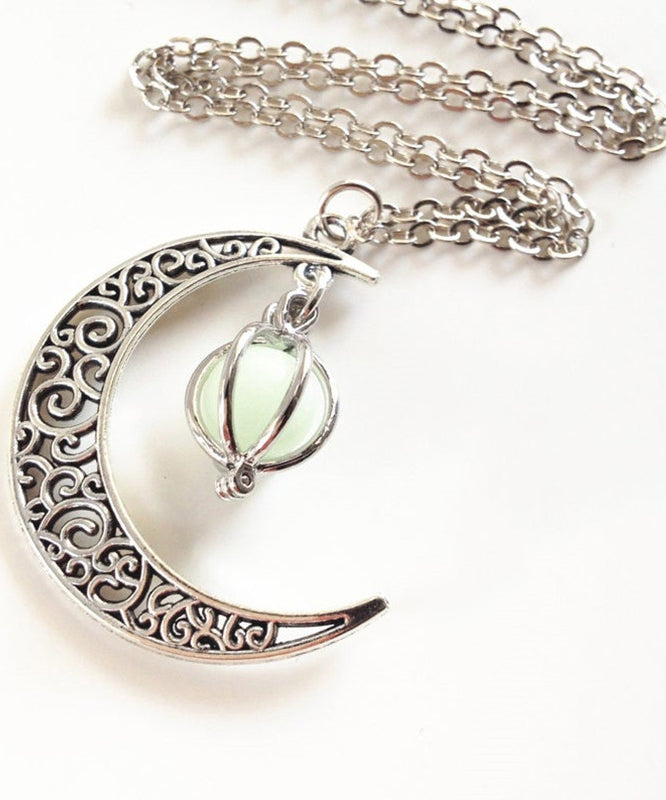 Unique Steel Lariat Stainless Luminous Moon Necklace Chain