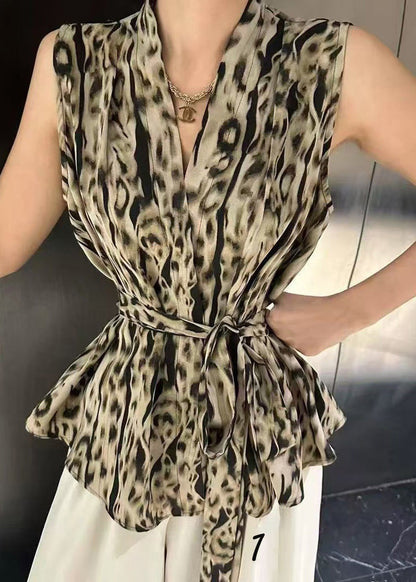 Spandex Unique Tie Waist Sleeveless Vest Print