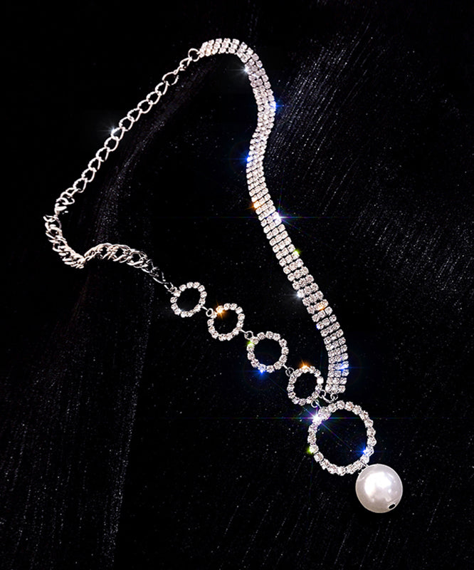 Alloy Pendant White Pearl Necklace Tassel Zircon Unique