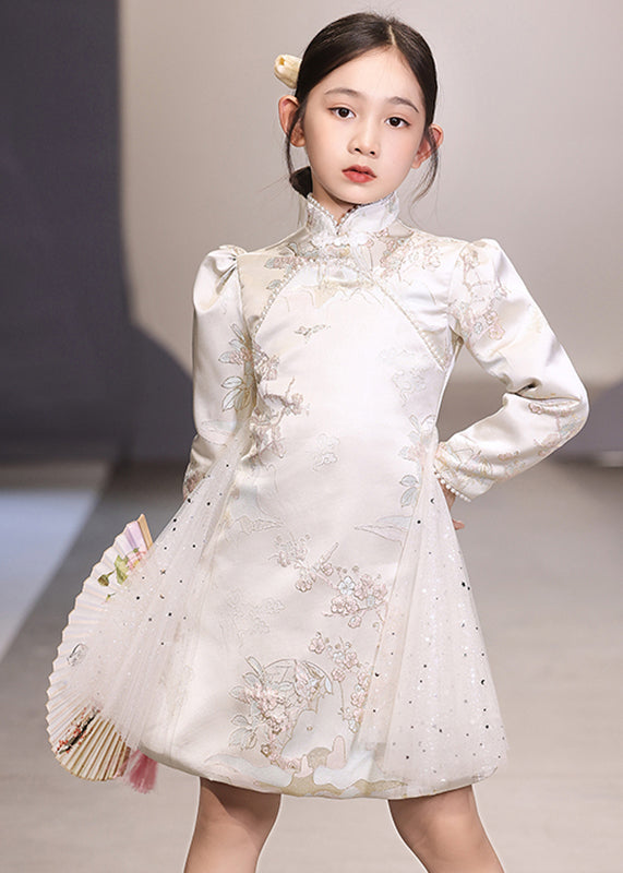Tulle Long Embroideried White Unique Patchwork Vacation Girls
