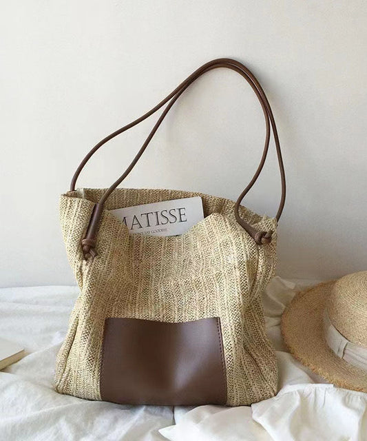 Sac à bandoulière tissé en paille de grande capacité de style vacances GG088