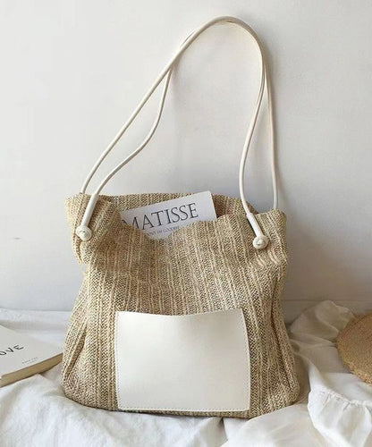 Sac à bandoulière tissé en paille de grande capacité de style vacances GG088