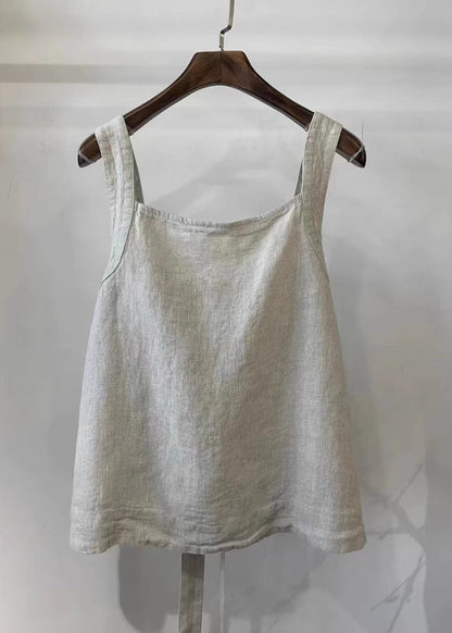 Waist Tie Vintage Back Linen Summer Vest