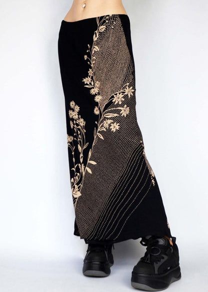 Cotton Skirt Original Vintage Plaid Design Black Summer