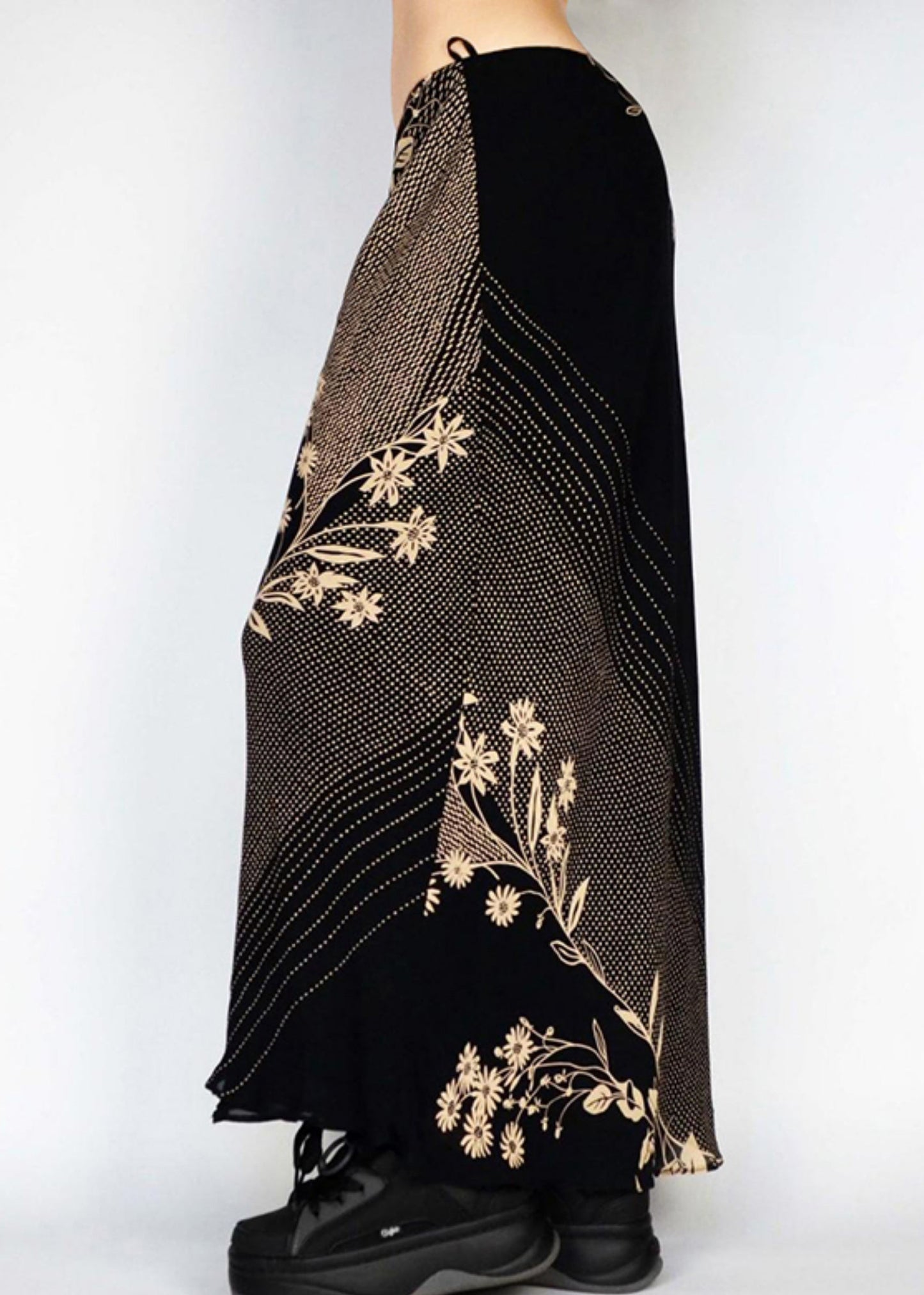 Cotton Skirt Original Vintage Plaid Design Black Summer