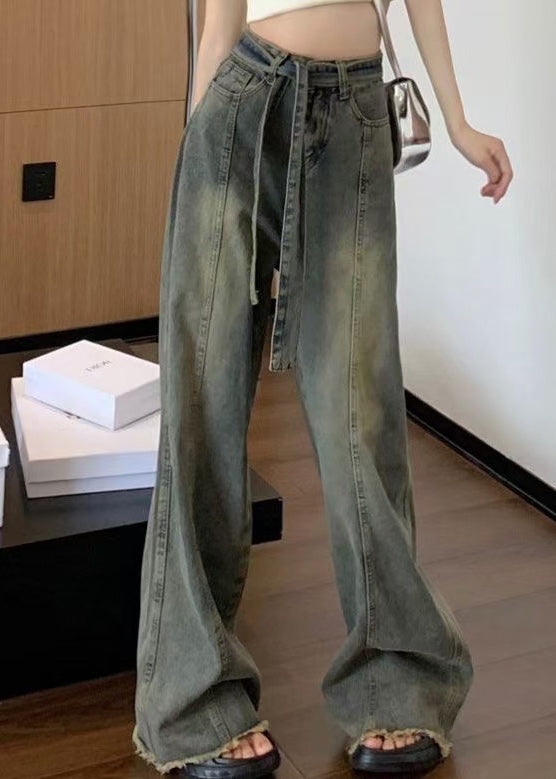 Vintage Lace Pants Blue Pockets Up Spring Denim