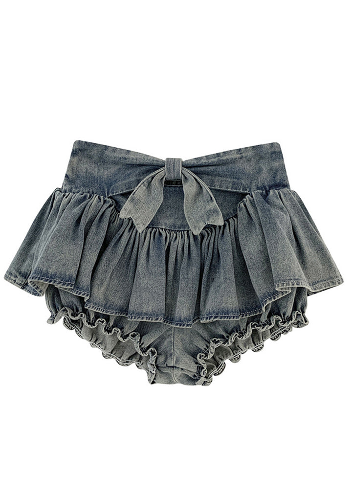 Pants Summer Vintage Blue High Waist Skirts Patchwork Denim