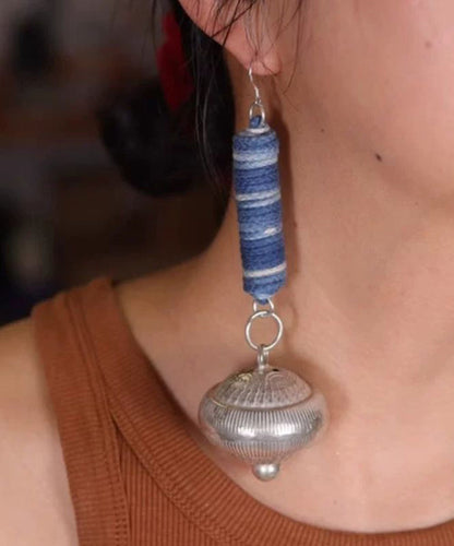 Small Blue Bell Sterling Tie Drop Dye Vintage Cylinder Silver