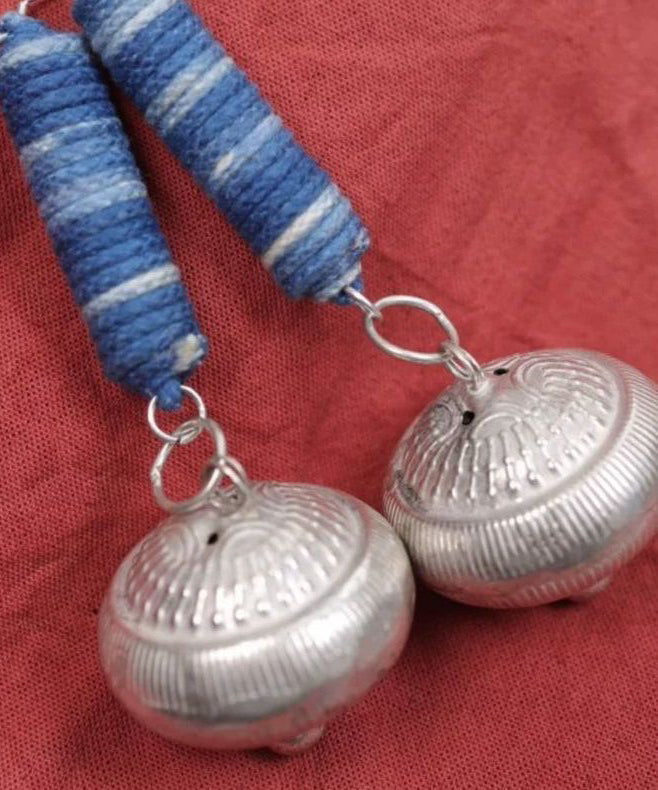 Small Blue Bell Sterling Tie Drop Dye Vintage Cylinder Silver