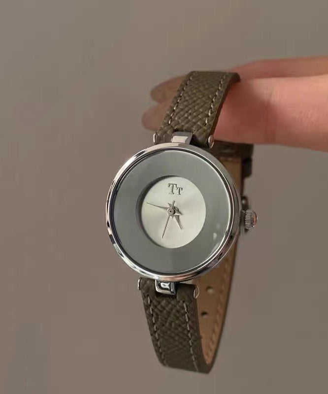 Watches Brown Hardlex Leather Vintage Crystal Alloy