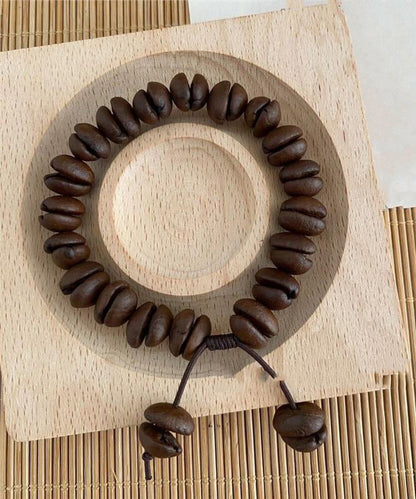 Coffee Vintage Leather Charm Rope Bracelet Beads