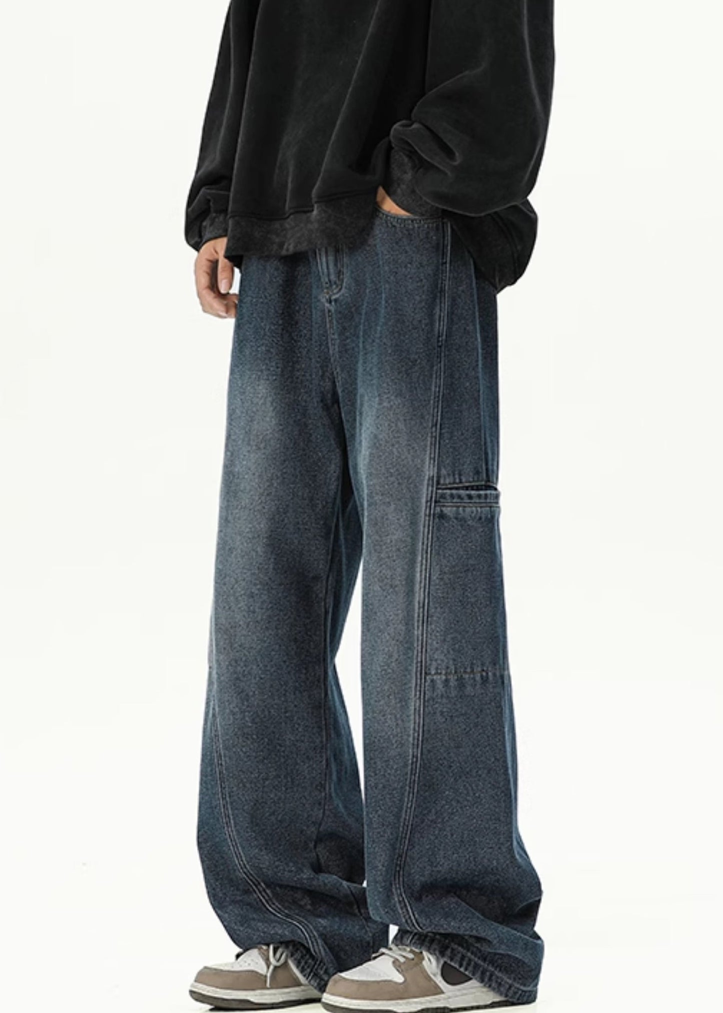 Pants Spring Vintage Pockets Men Design Denim Original Coffee