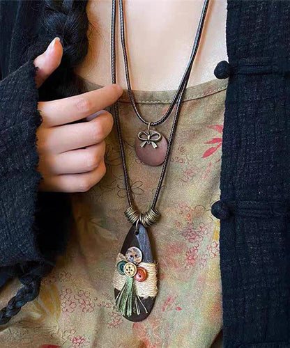 Drop Coffee Weaving Pendant Vintage Sweater Water Necklace