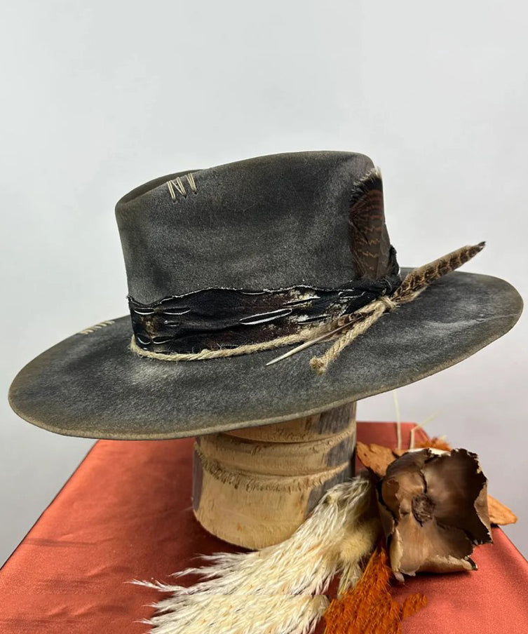 Cowboy Vintage Style Blue Hat Wool Ethnic