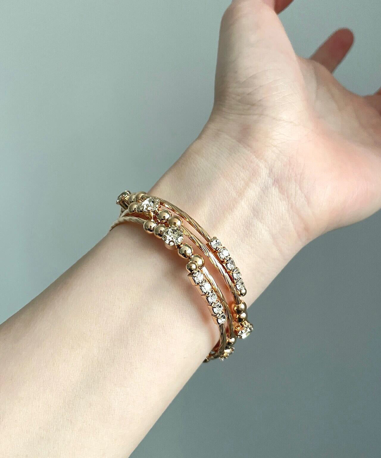 Cuff Metal Layered Overgild Gold Vintage Zircon