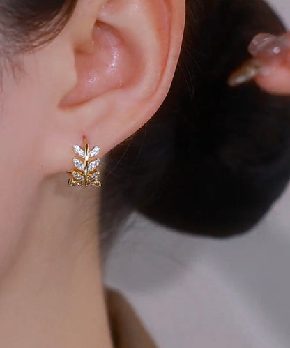 Silver of Hoop Zircon Vintage Ear Overgild Wheat Sterling Gold