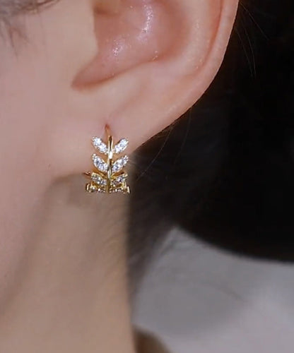 Silver of Hoop Zircon Vintage Ear Overgild Wheat Sterling Gold