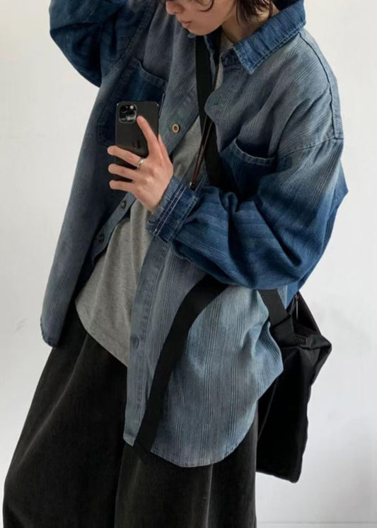 Button Collar Color Denim Mens Vintage Shirts Peter Gradient Pan