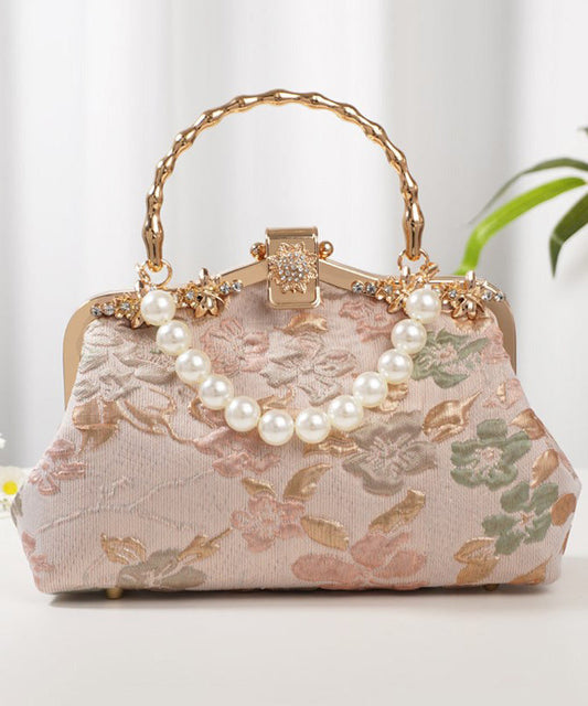 Vintage Embroidered Tote Bag Zircon Pink Bead