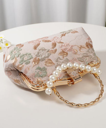 Vintage Embroidered Tote Bag Zircon Pink Bead