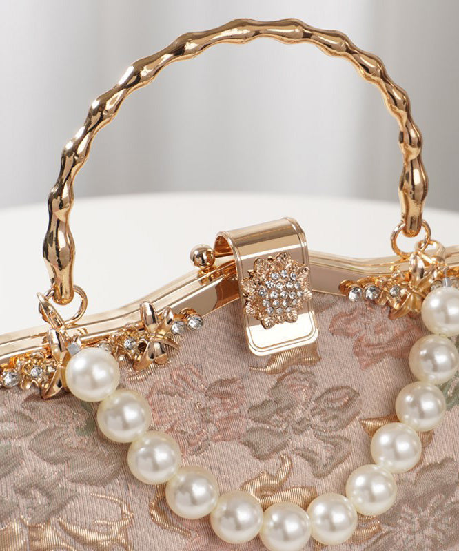 Vintage Embroidered Tote Bag Zircon Pink Bead