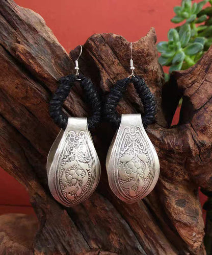 Sterling Hoop Vintage Red Earrings Engrave Silver