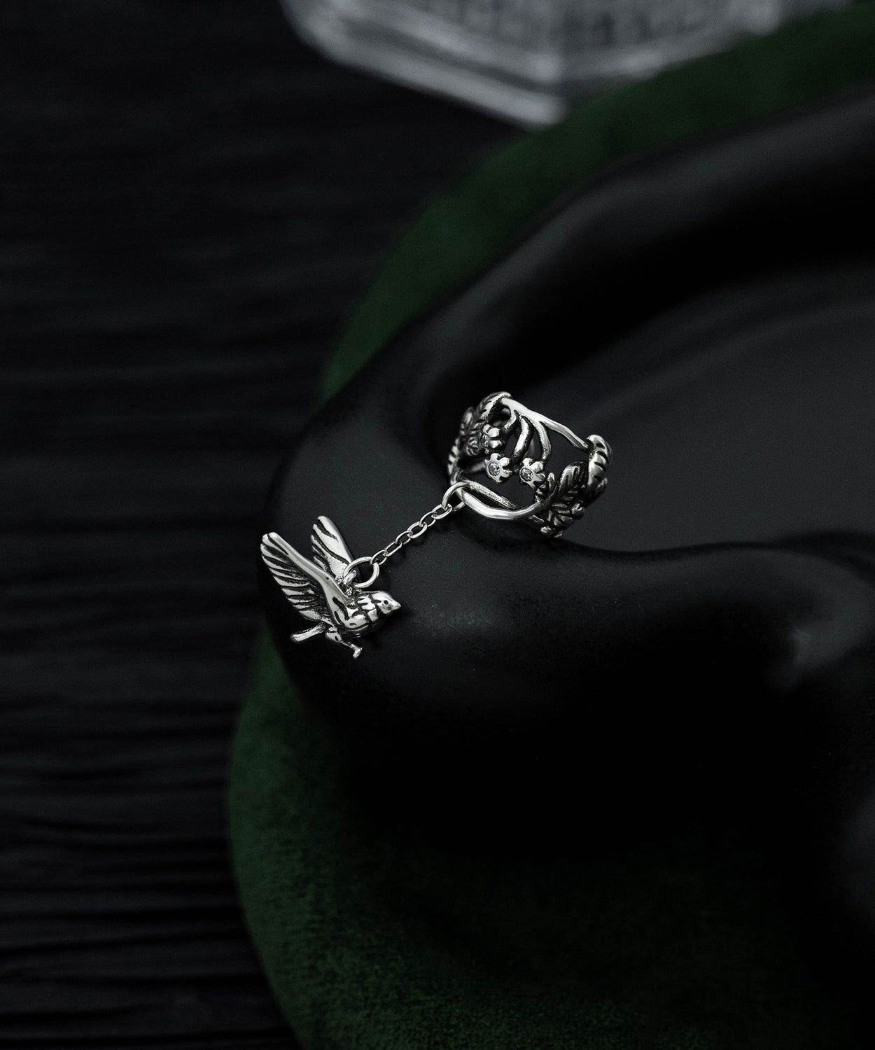 Leaf Flying Sterling Silk Drop Floral Vintage Silver Tassel Bird