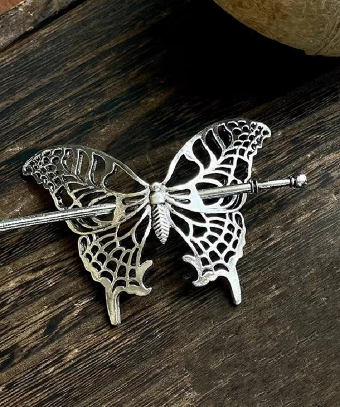 Silk Silver Hairpin Out Sterling Vintage Hollow Butterfly