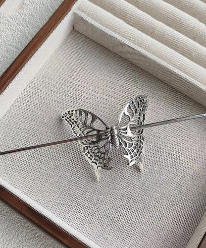 Silk Silver Hairpin Out Sterling Vintage Hollow Butterfly