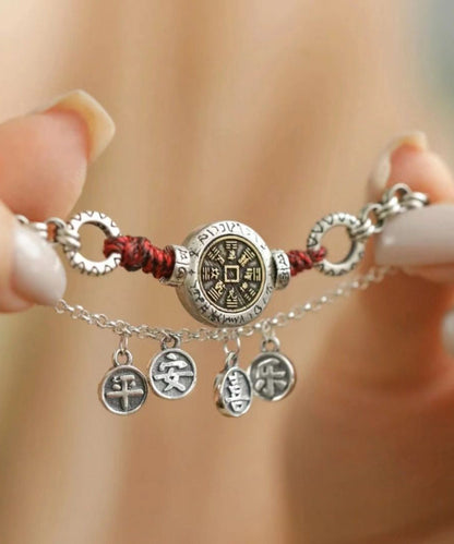 Silver Vintage Bracelet Tassel Sterling Ankle Silk