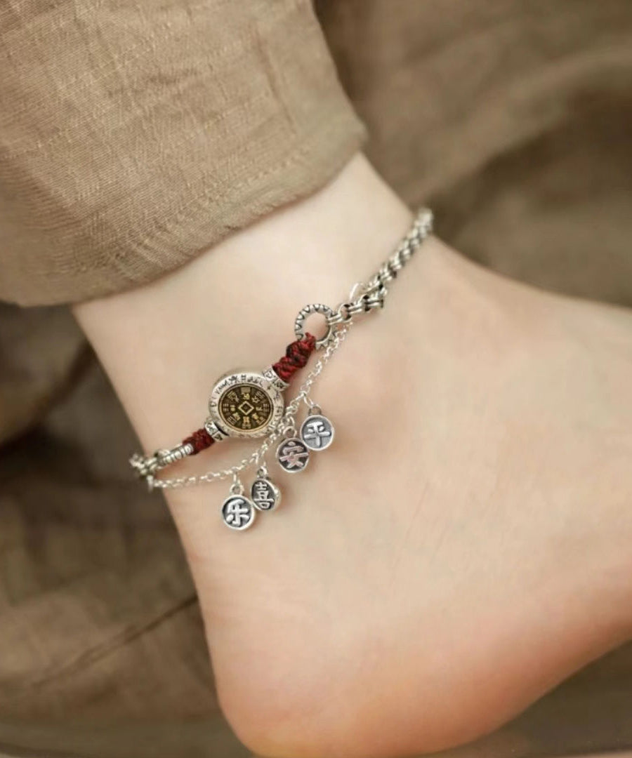 Silver Vintage Bracelet Tassel Sterling Ankle Silk