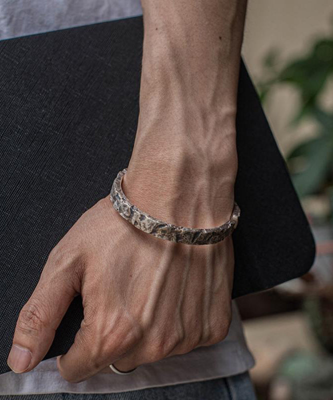 Sterling A Massive Vintage Cuff Rock Men Silver