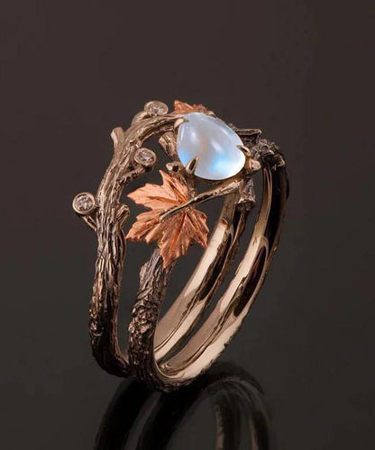 Twig Maple Women's Fashion Antique Vintage Rings Leaf Gold