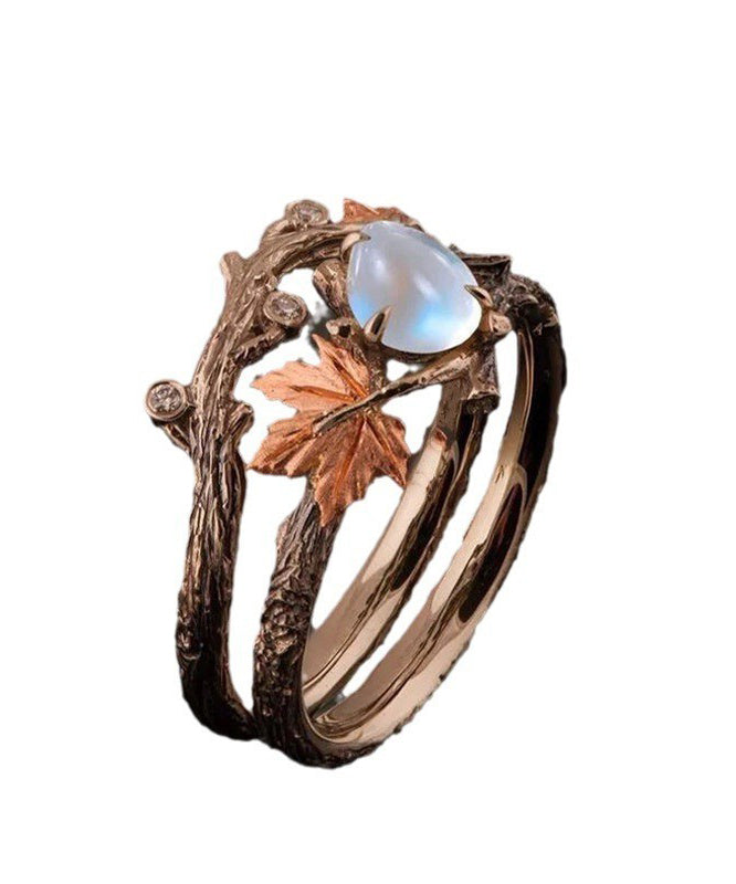 Twig Maple Women's Fashion Antique Vintage Rings Leaf Gold