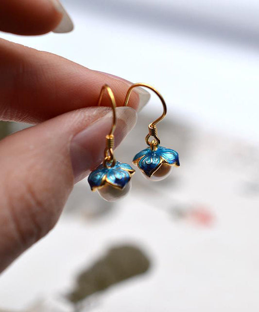 Vintage Cloisonne Sterling Overgild Pearl Enamel Silver Yellow