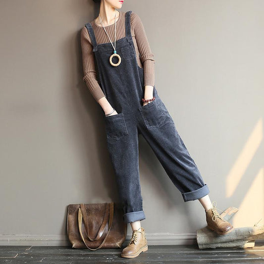 Übergröße - Vintage Damen Cord Overall OP1014
