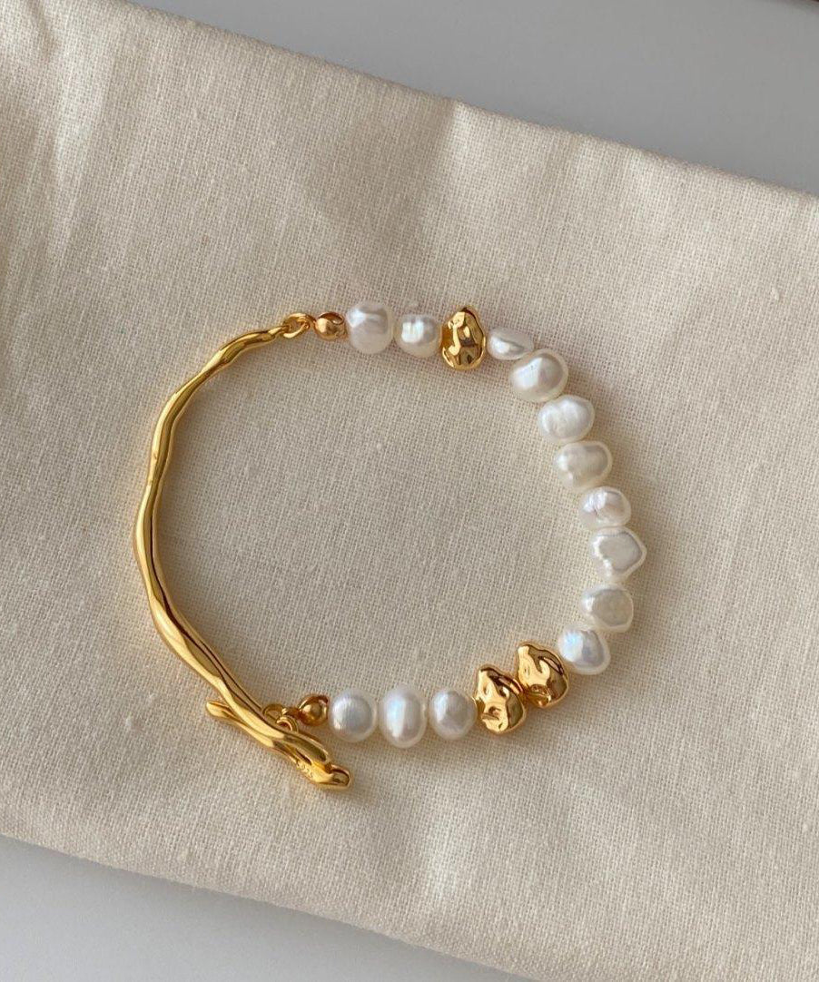 Copper Colorblock Vogue Alloy Pearl Gold Bracelet
