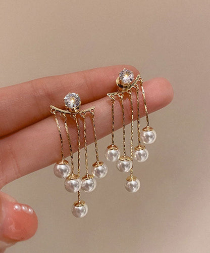 Drop Gold Alloy Vogue Tassel Copper Earrings Pearl