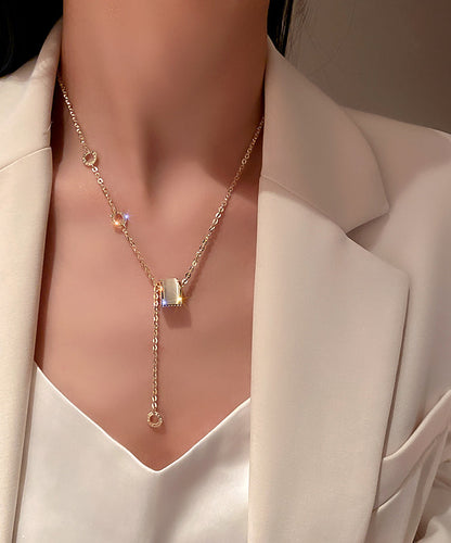 Eye Vogue Necklace Pendant Alloy Copper Stone Zircon Gold Cat's