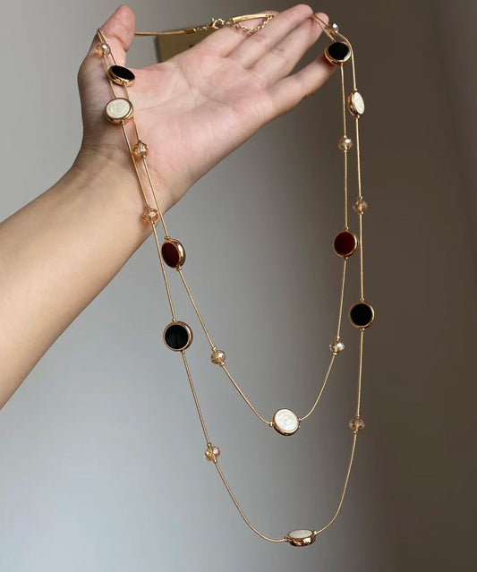 Drip Vogue Double-Layer Necklace Copper Beading Gold Glazed