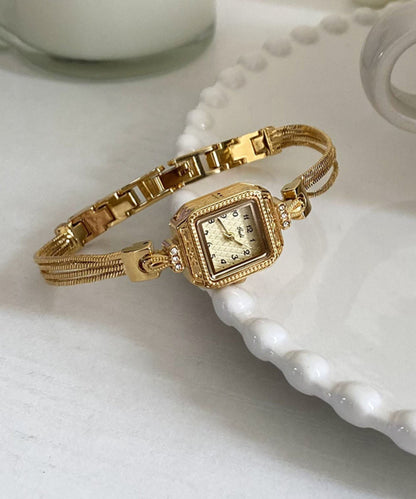 Stainless Steel Zircon Gold Vogue Square Chain Watches